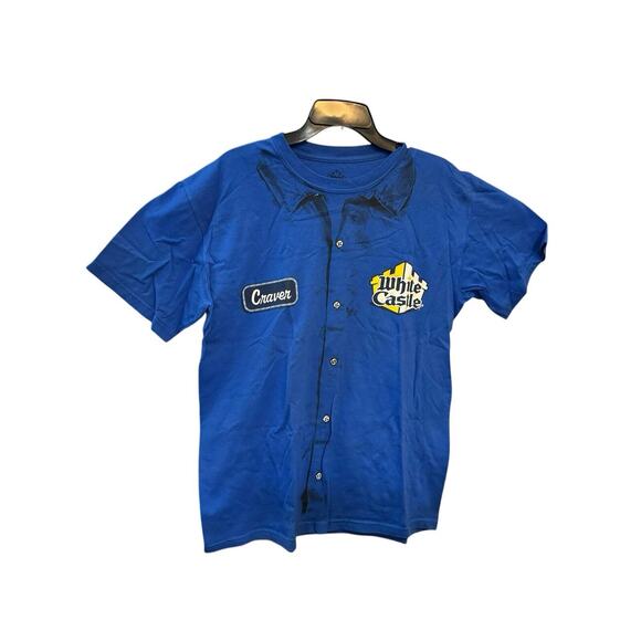 WHITE CASTLE Craver Blue MOCK Collar Graphic Adult T-Shirt Medium - Picture 1 of 3